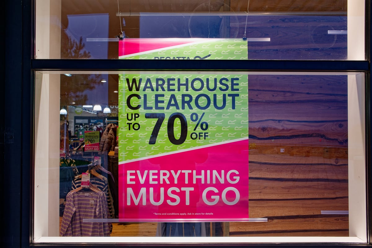 Glasgow, UK, January 25th 2026, Sale sign on high street shop window